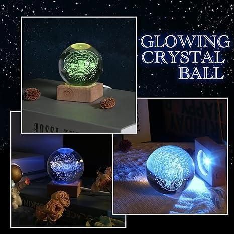 3D Galaxy Crystal Ball Night Lamp – Solar System LED USB Table Lamp